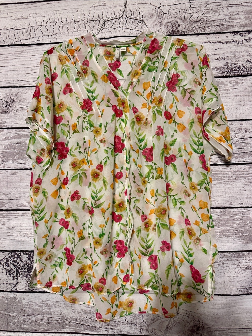 EST 1946 Floral Blouse XL Sheer Boho Top Lightweight Spring Summer - Picture 1 of 5